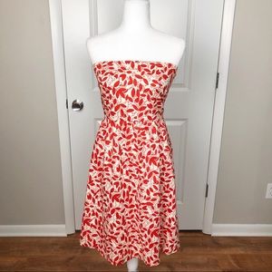 J. Crew | Cotton Red Orange Print Dress 4 E3